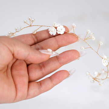Gilded Ivory Floral Blossom Wedding Hair Vine, Bridal Hair Vine, Rhinestone Headband, Delicate Headband, Statement hair accessories.